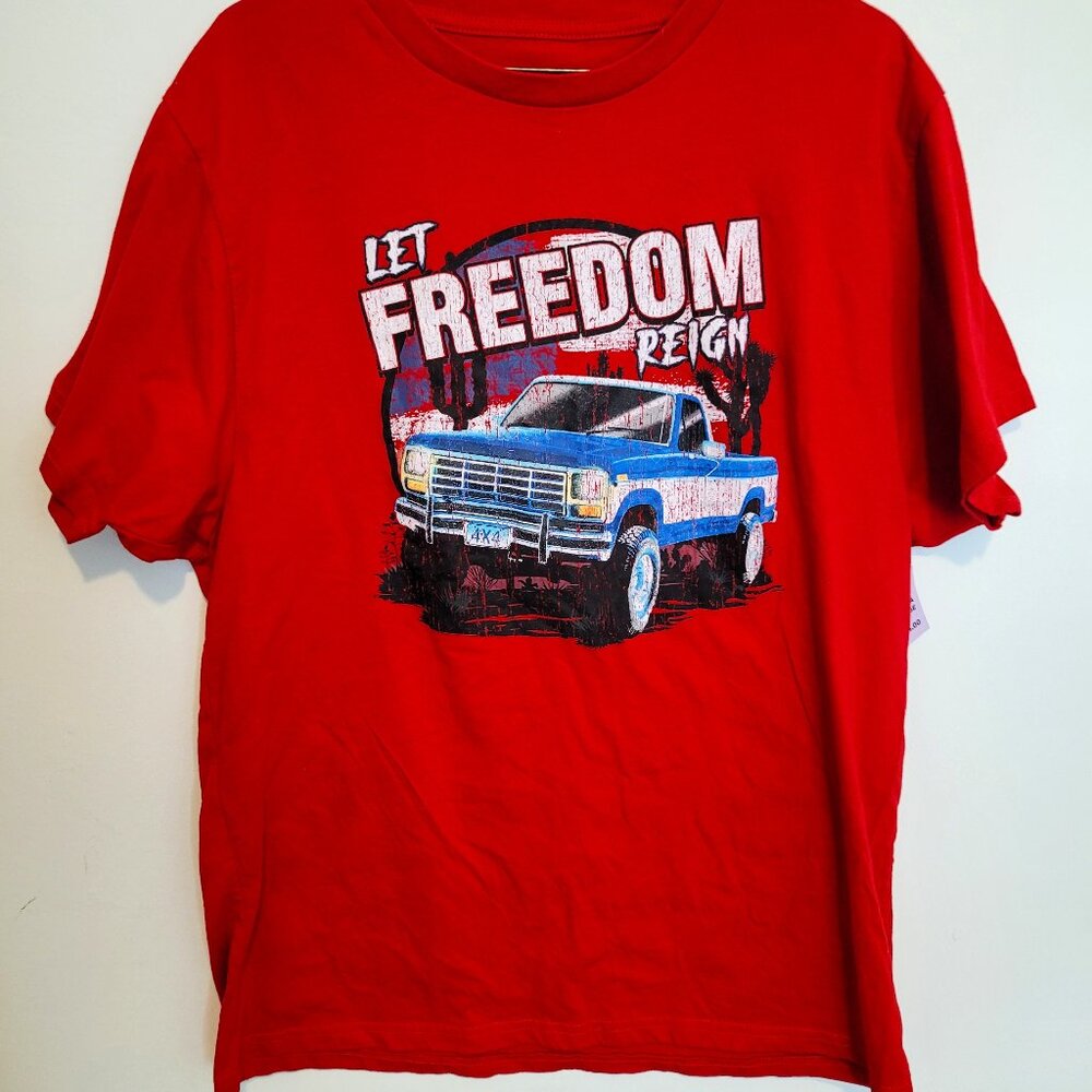 Red Graphic T-Shirt with Truck Design